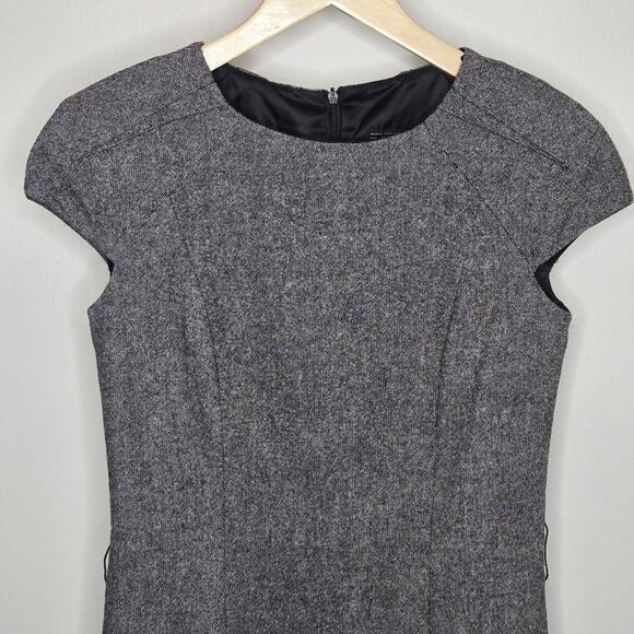 ZARA Gray Women's Wool Blend Cap Sleeve Dress with Hidden Zipper Size Small - Picture 2 of 13